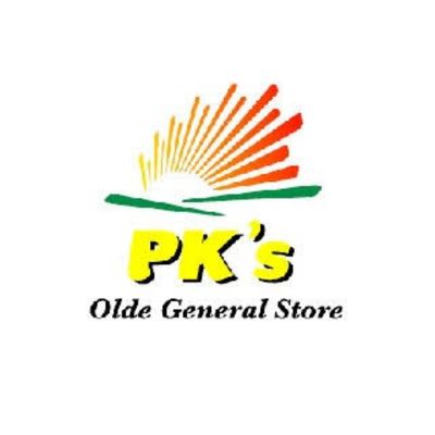 Logo of PK's Olde General Store with colorful design on a white background
